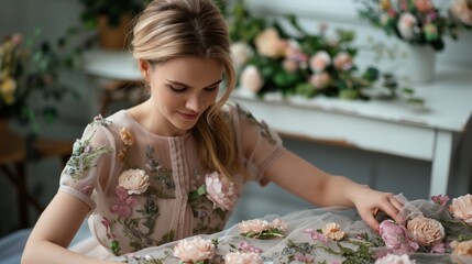 Fashion designer creating a new collection, showcasing creativity and industry expertise