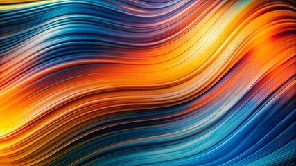 Naklejka premium A captivating abstract background featuring fluid waves in shades of blue, orange, and yellow, symbolizing movement, energy, flow, and abstract art.