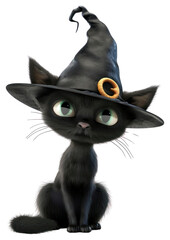 PNG  Adorable black cat witch.