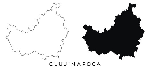 Obraz premium Cluj-Napoca map outline and black silhouette vector
