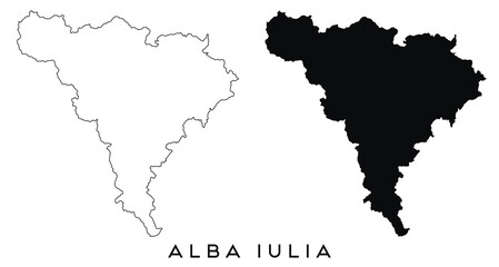 Alba Iulia map outline and black silhouette vector