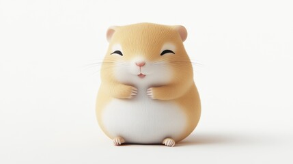 Adorable Happy Hamster Against White Background Capturing Serene Moment of Joy and Cuteness