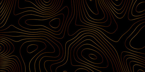 Abstract light pattern Vector illustration. Topographic map background concept. Vibrant neon lights pulsating patterns. Colorful topography contour lines isolated on black background.	