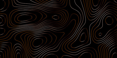 Abstract light pattern Vector illustration. Topographic map background concept. Vibrant neon lights pulsating patterns. Colorful topography contour lines isolated on black background.	