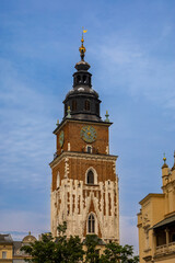 Obraz premium Krakow, Poland, Europe, 2 August 2024: Churches and historical buildings in and around the Main Square