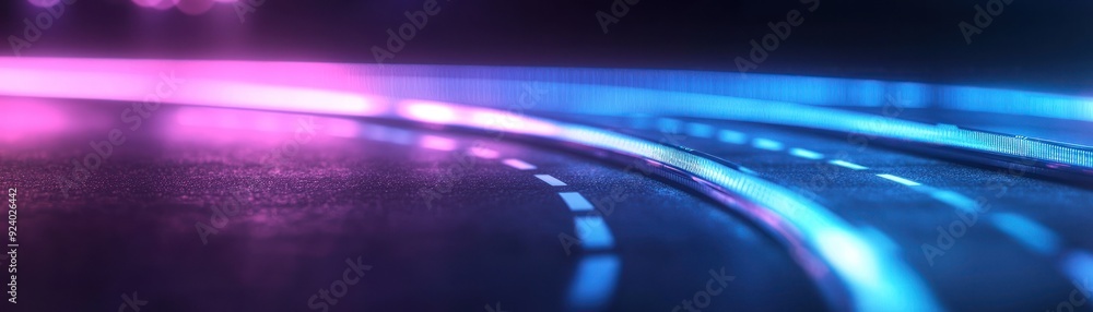 Poster dynamic light trails on a dark surface create a vibrant, energetic atmosphere perfect for tech and m
