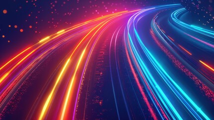 Abstract Colorful Light Trails in the Night Sky