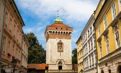 Fototapeta premium Krakow, Poland, Europe, 2 August 2024: Churches and historical buildings in and around the Main Square