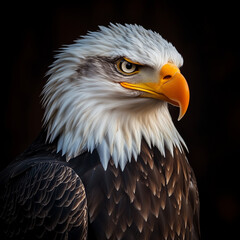 Obraz premium America, american, avian, bald, banner, bird, closeup, conservation, eagle, endangered, environment, feather, flag, hunter, isolated, nature, patriotic, power, predator, pride, raptor, states, symbol,