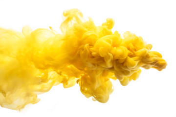 Abstract YELLOW smoke g a soft cloudy on white background.AI GENERATED