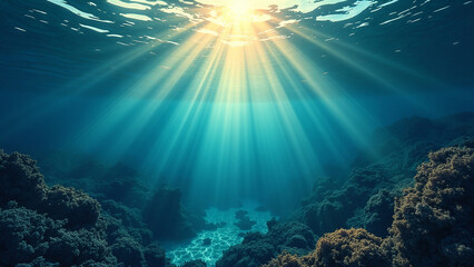 underwater scene with sun rays