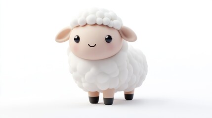 Adorable Cute Sheep Illustration Standing on Plain Background