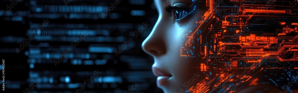 Aufkleber a close-up view of a digital representation of artificial intelligence and technology
