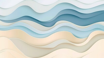 An abstract design of layered waves in soft colors, creating a serene and fluid visual effect.
