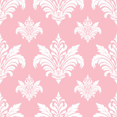 Damask seamless pattern element. Vector classical luxury old fashioned damask ornament, royal victorian seamless texture for wallpapers, textile, wrapping. Vintage exquisite floral baroque template