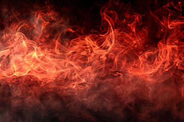 Fototapeta premium A dramatic burst of red smoke expands against a solid black background, creating a striking contrast. The swirling, cloud like formation captures the dynamic motion and intensity of the explosion.
