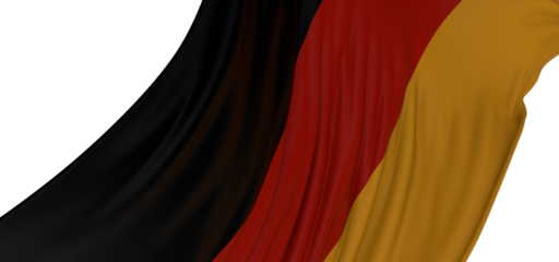 A flowing German flag against a black background