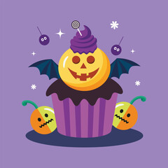 cake character illustration for halloween celebration