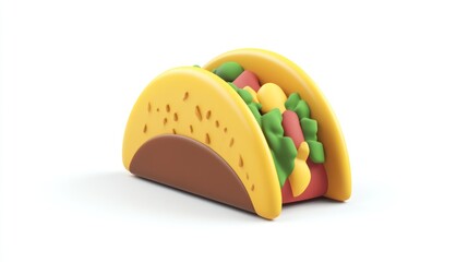 Close-up of colorful and delicious tacos with vegetables on a white background