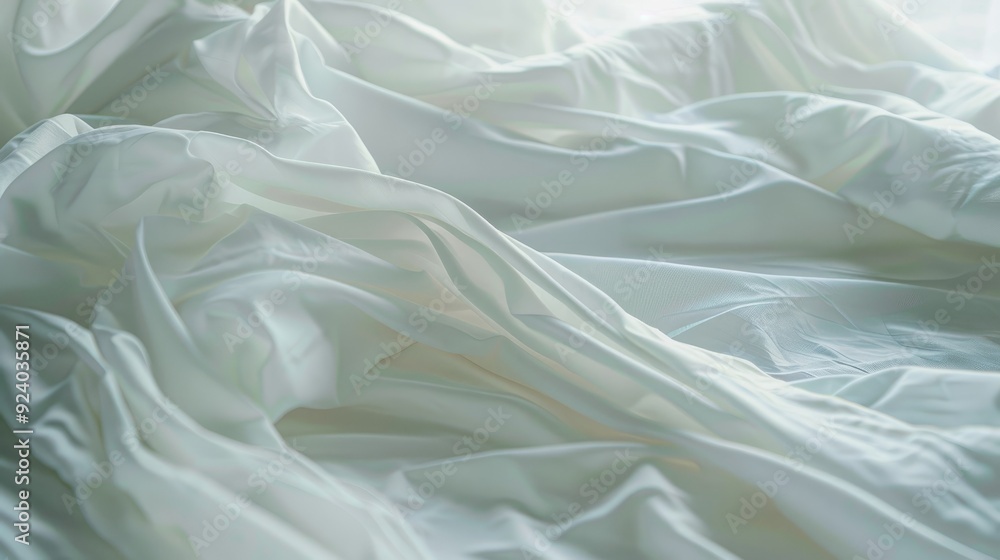 Poster close up of bed sheets with empty space