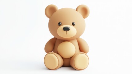 Obraz premium Adorable Brown Teddy Bear on White Background Showcasing Cuteness and Comfort