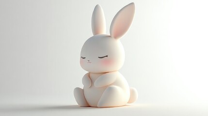 Adorable Minimalist White Bunny Figurine in Soft Light and Serene Atmosphere