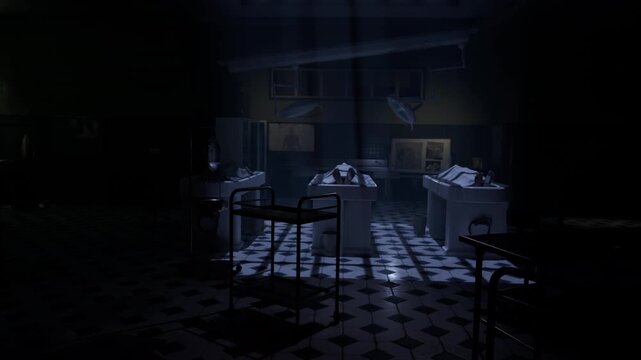 Morgue, three dead bodies ready for autopsy