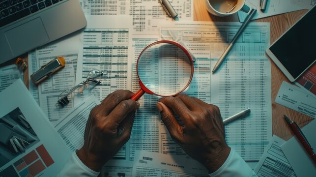 The magnifying glass over documents - Powered by Adobe