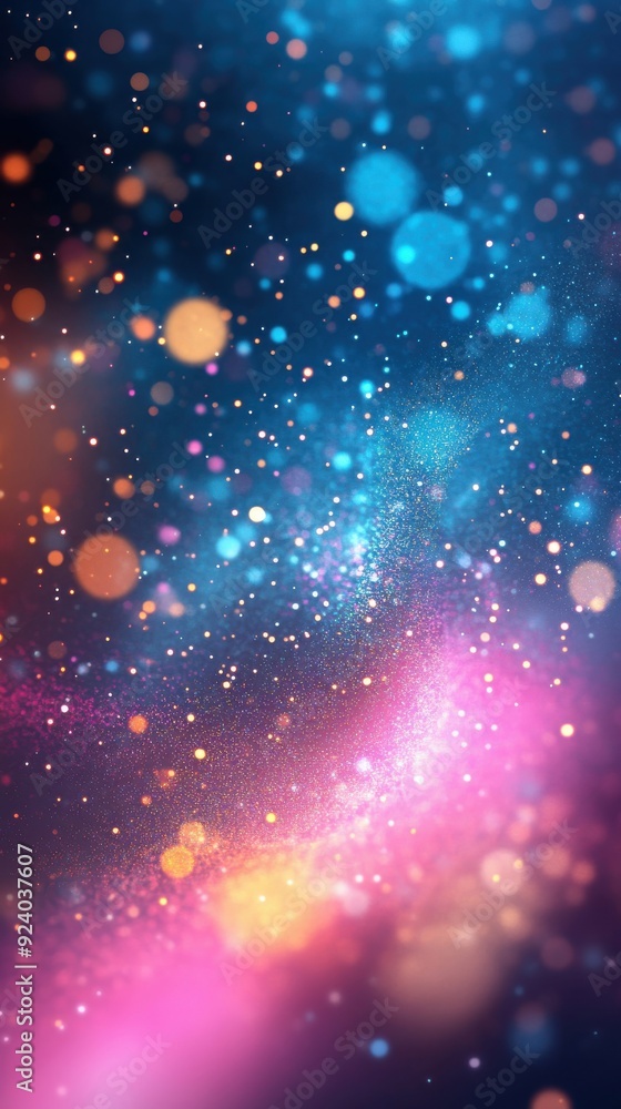 Poster 2d particle effect animation with vibrant, cascading sparkles and flickers, creating a lively and en