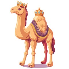Camel queen fantasy animal cartoon isolated whitebackground