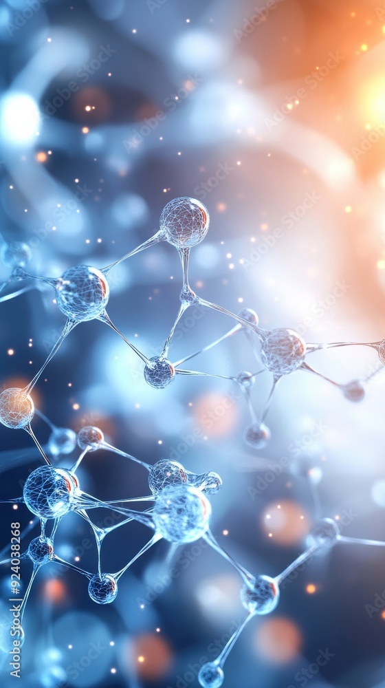 Poster a 2d animation loop of chemical molecules bonding and interacting, with a smooth and rhythmic flow t