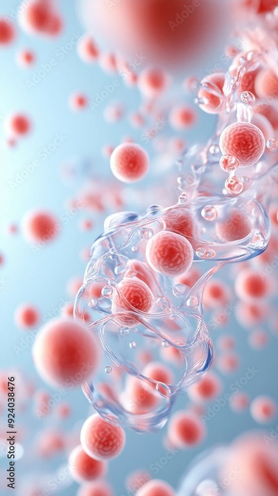 Poster a 3d animation loop of cells multiplying and dividing