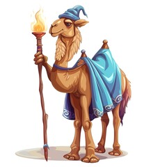 Camel Sorcerer Occupation fantasy animal cartoon isolated whitebackground