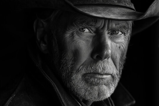 portrait of an old handsome Cowboy. generative ai