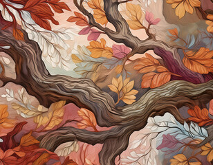 Fototapeta premium Seamless Tree Bark Wallpaper Pattern Abstract Design with Subtle Autumn Colors