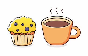 Coffee cup and muffin stock illustration