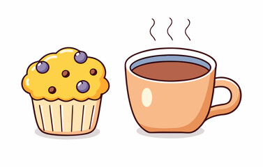 Coffee cup and muffin stock illustration
