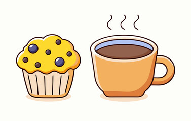 Coffee cup and muffin stock illustration