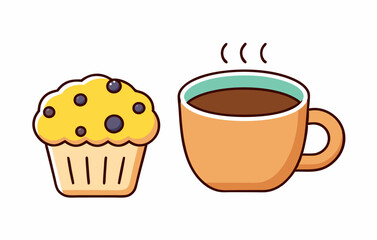 Coffee cup and muffin stock illustration