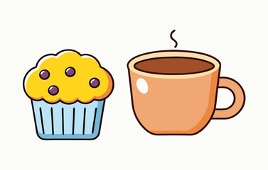 Coffee cup and muffin stock illustration