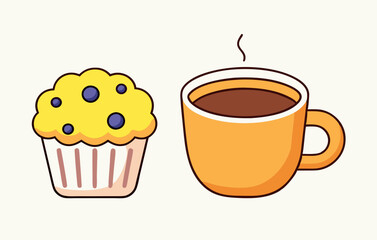 Coffee cup and muffin stock illustration