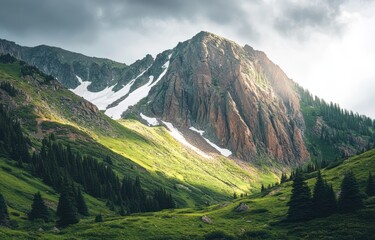 side profile view of an alpine mountain in the rocky mountains
