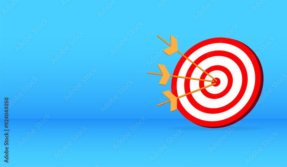 Poster marketing and sales concept design with copy space and red target board. modern sales target board o