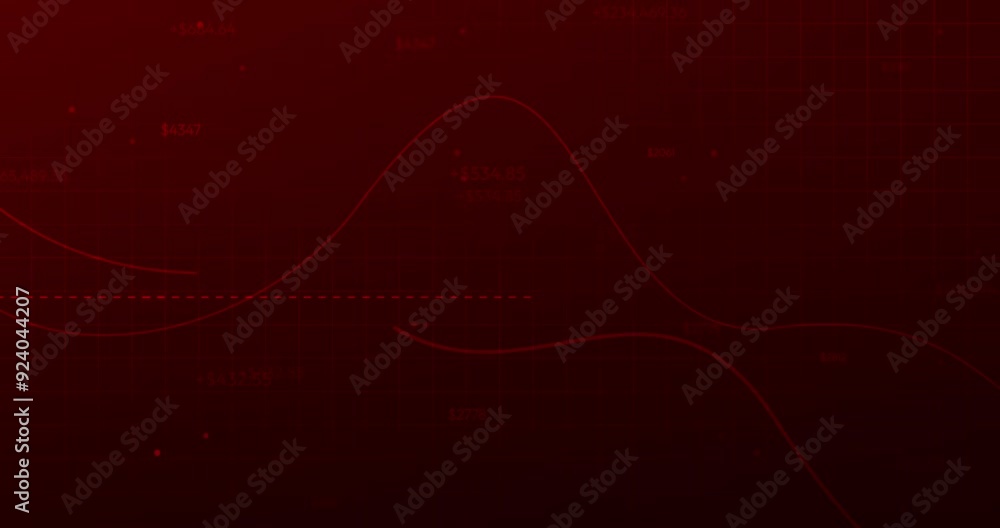 Poster modern red graph with lines 4k animation representing a loss in business, background