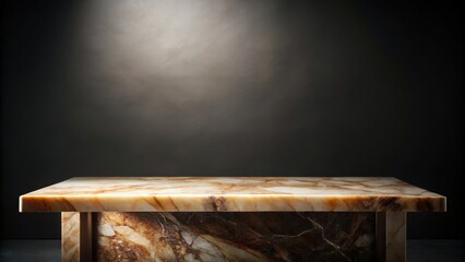 Marble table with black background, perfect for studio style product presentations and mockups, marble, table, black