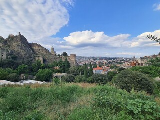 Obraz premium nature landscape with view on the city in Tbilisi, Georgia