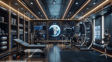 Futuristic Sports Training Facility: A facility equipped with AI tools and robotics to enhance athletic training and performance analysis.