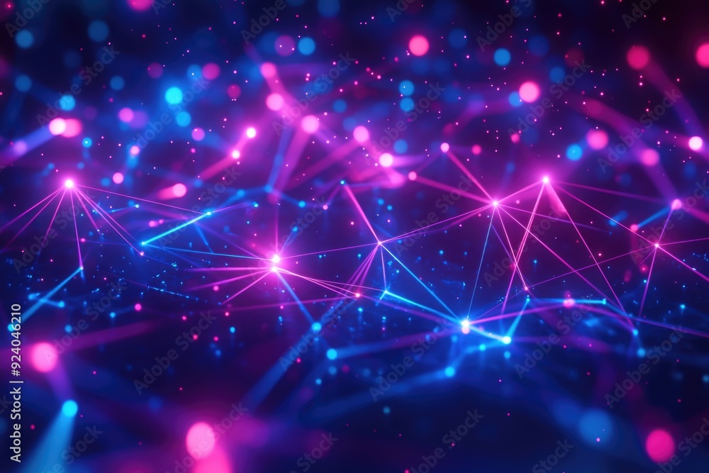 Poster colorful connections illustrate a dynamic representation of neural networks