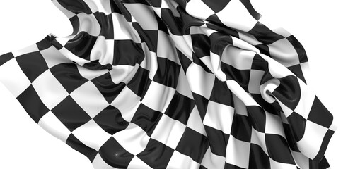 The checkered flag waves in the wind signifying the end of a race