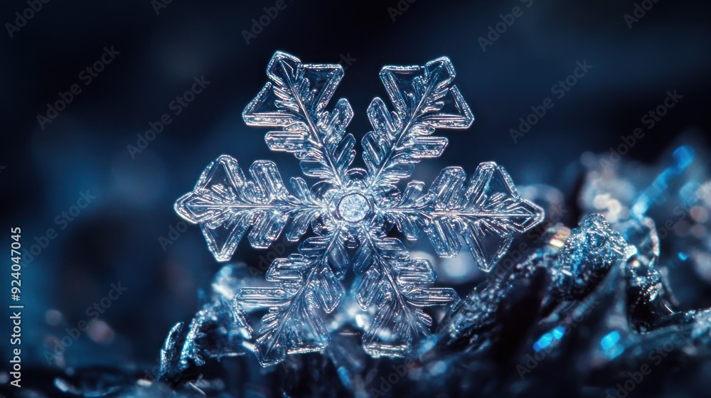 Poster Intricate Snowflake with Detailed Branching Pattern
